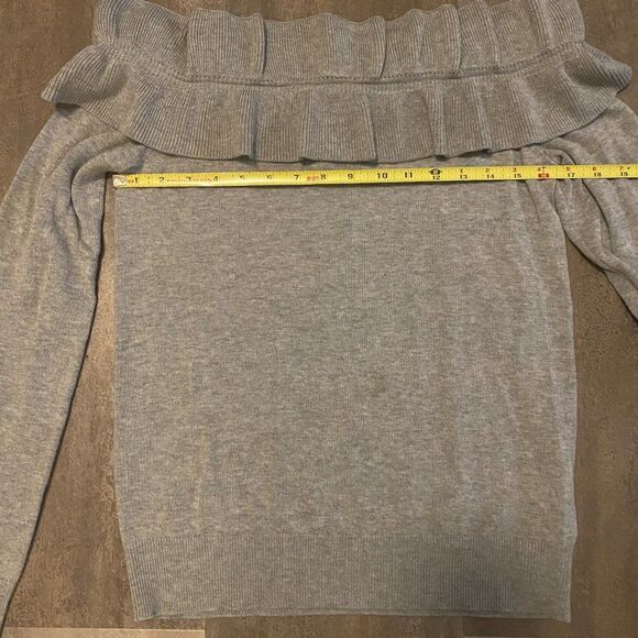 Endless Rose Ruffled Off-the-Shoulder Sweater Gray Size S - Picture 8 of 10